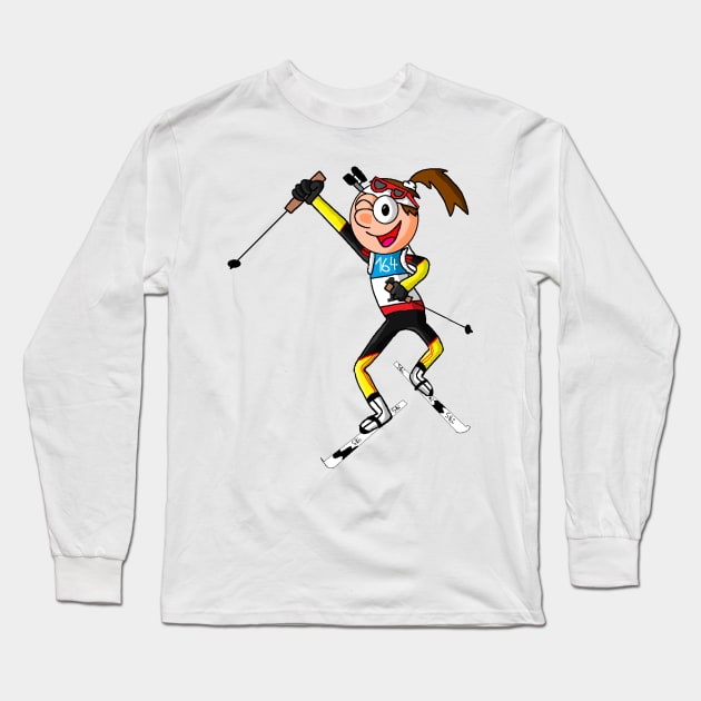 Biathlon girl Comic Long Sleeve T-Shirt by WanipaMerch